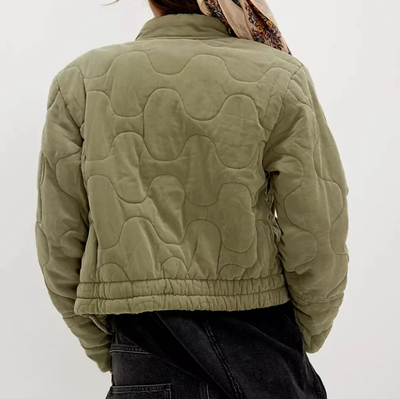 Free People Aura Liner Jacket In Emerald Spell - Picture 3 of 9